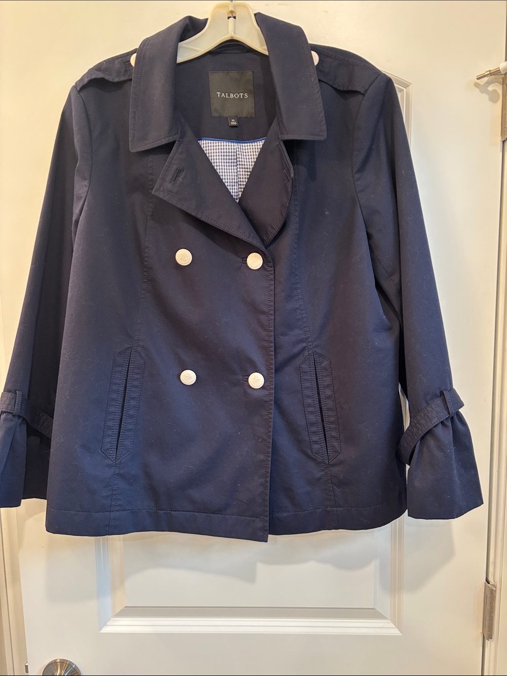 Talbots Navy lined jacket with feminine sleeves Size XL